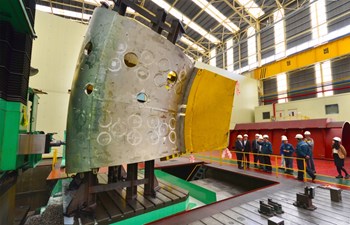 Th six-metre-tall structure currently on the shop floor in Ulsan is only the small upper segment of one of the nine ITER vacuum vessel sectors. (Click to view larger version...)